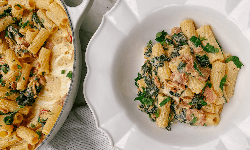 Creamy bacon and spinach pasta (Photo: Polly Markus)