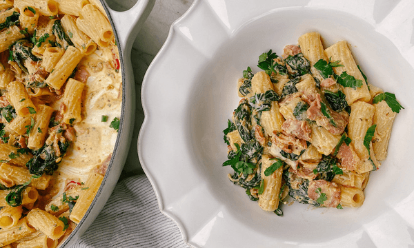 Creamy bacon and spinach pasta (Photo: Polly Markus) 
