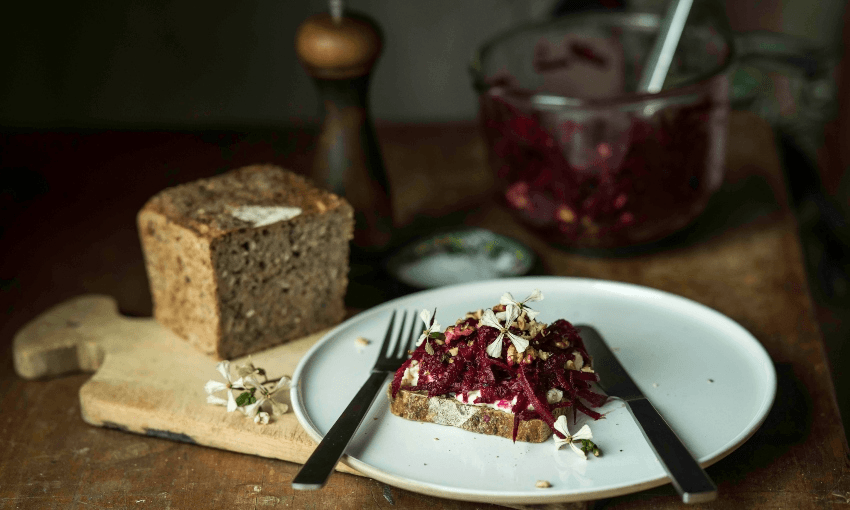 Beetroot and goat’s cheese open sandwiches (Photo: Emma Boyd) 
