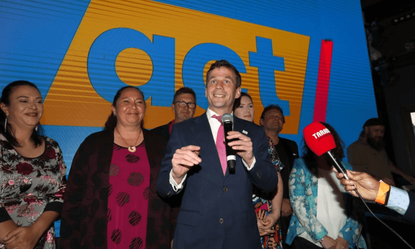 David Seymour and his candidates celebrate on election night in 2020. Photo: Getty Images 
