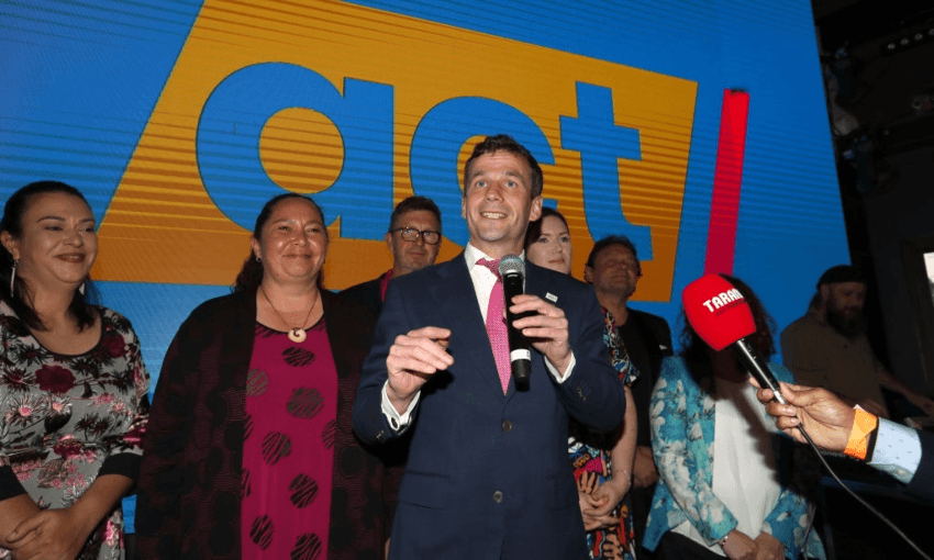 David Seymour and his candidates celebrate on election night. Photo: Getty 
