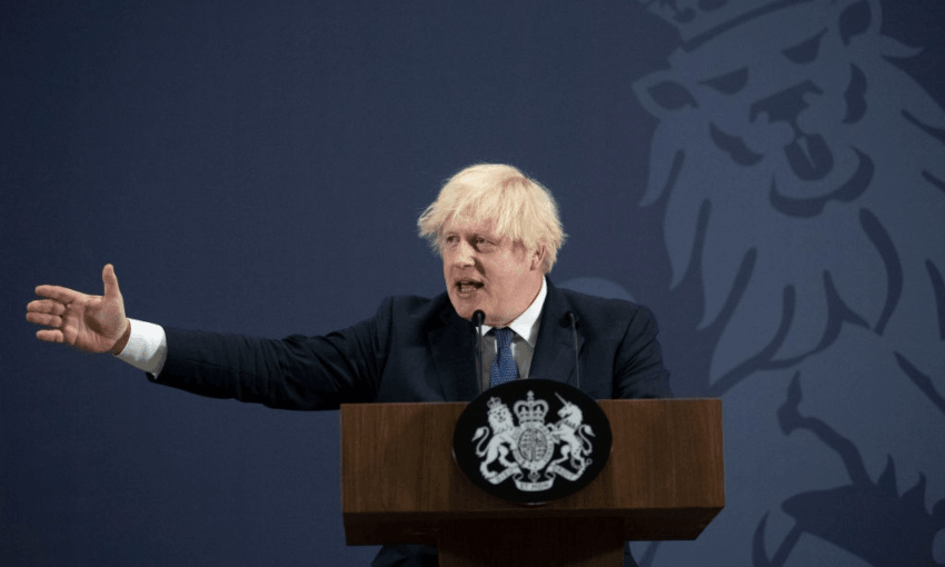 UK PM Boris Johnson delivering a recent speech (Getty Images)  
