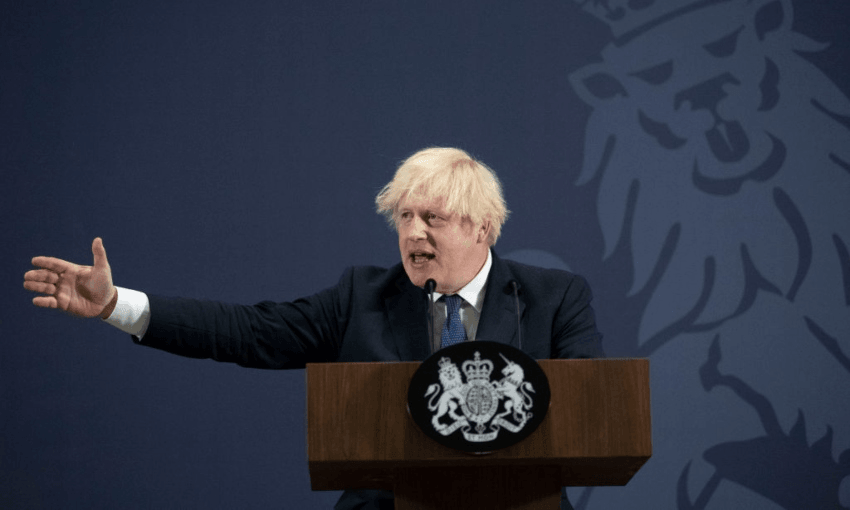 UK PM Boris Johnson delivering a recent speech (Getty Images)
