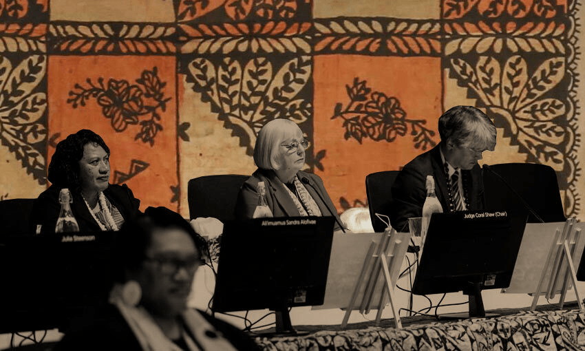From left; Commissioners Sandra Alofivae, Judge Coral Shaw and Dr Andrew Erueti at the Royal Commission of Inquiry Into Abuse In Care Pacific Investigation hearings. (Photo: Royal Commission of Inquiry into Abuse in Care) 

