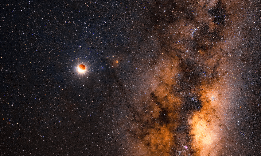 A detail from Kaleb Johnston’s Super Flower Blood Moon photo, currently available to buy as an NFT at foundation.app/@Kaleb 
