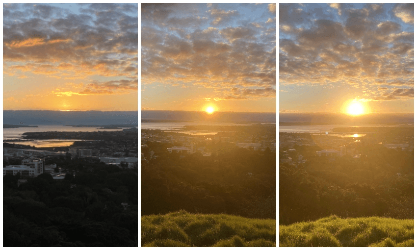 Watching the sun rise over Tāmaki Makaurau. (Photos: Leonie Hayden) 
