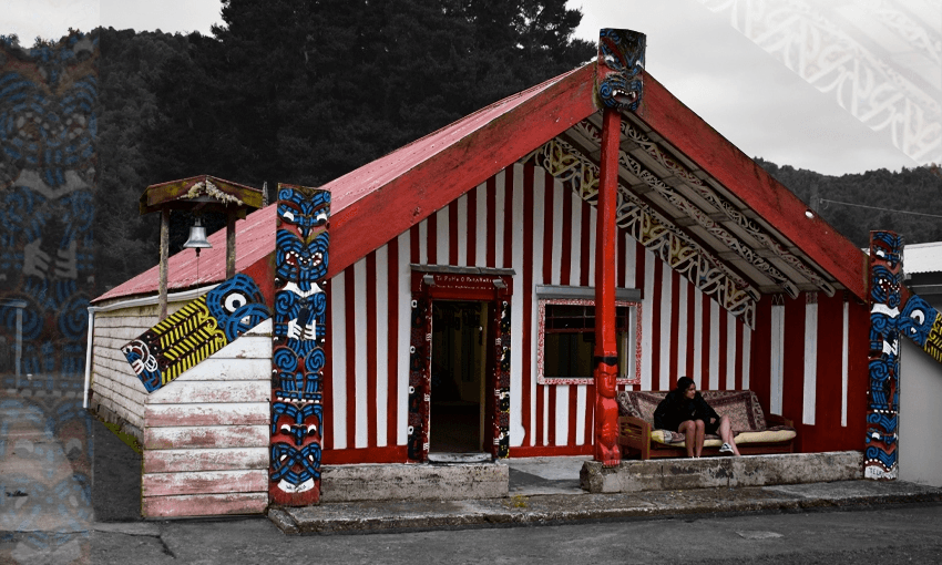 Tamariki at Te Umuroa marae on the outskirts of Ruatāhuna (Image: Alex Braae, edited by Tina Tiller) 
