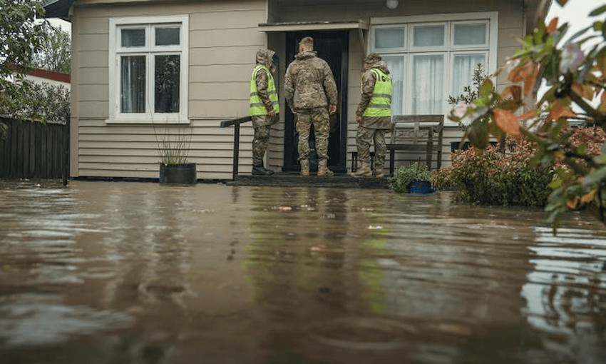 The army visiting flooded homes in the Buller region (Supplied, NZDF) 
