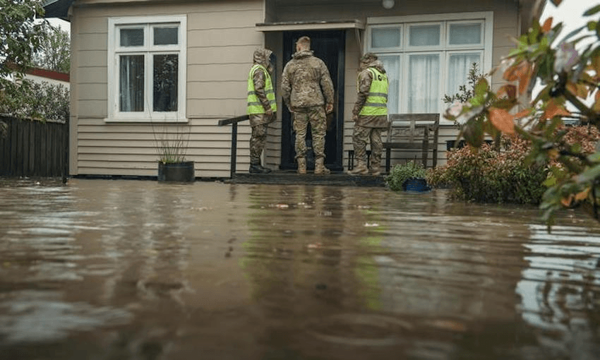The army visiting flooded homes in the Buller region (Supplied, NZDF)