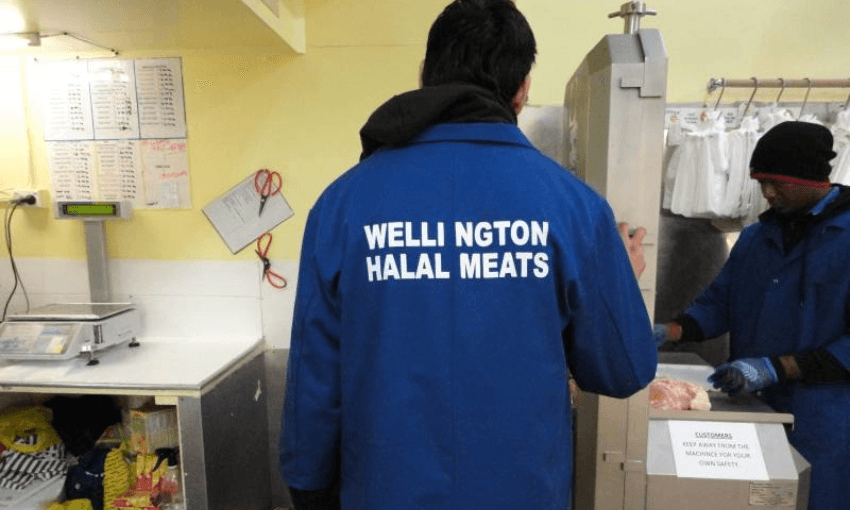 Workers at a halal butchery in Wellington (Radio NZ)  
