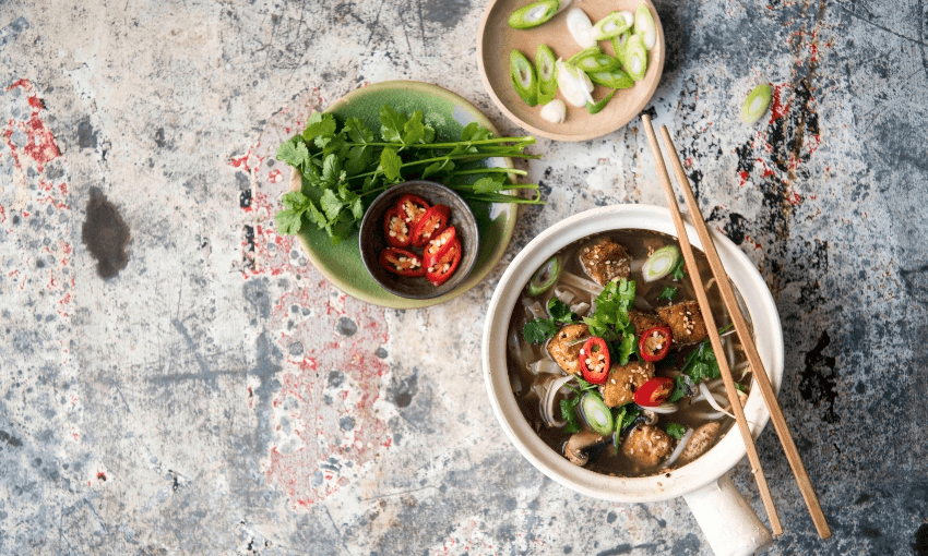 Vietnamese pho with garlic sesame tofu (Photo: Emma Boyd) 
