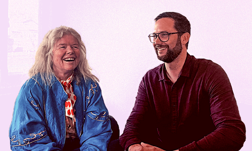 Judy Darragh ONZM and Richard Orjis in conversation about Arts Makers Aotearoa. (Image: Tina Tiller) 
