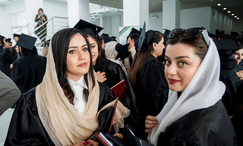 Afghan women graduates celebrate after receiving their diplomas from the American University of Afghanistan (AUAF) in Kabul, Afghanistan, on May 21, 2019. (Photo: Scott Peterson/Getty Images) 
