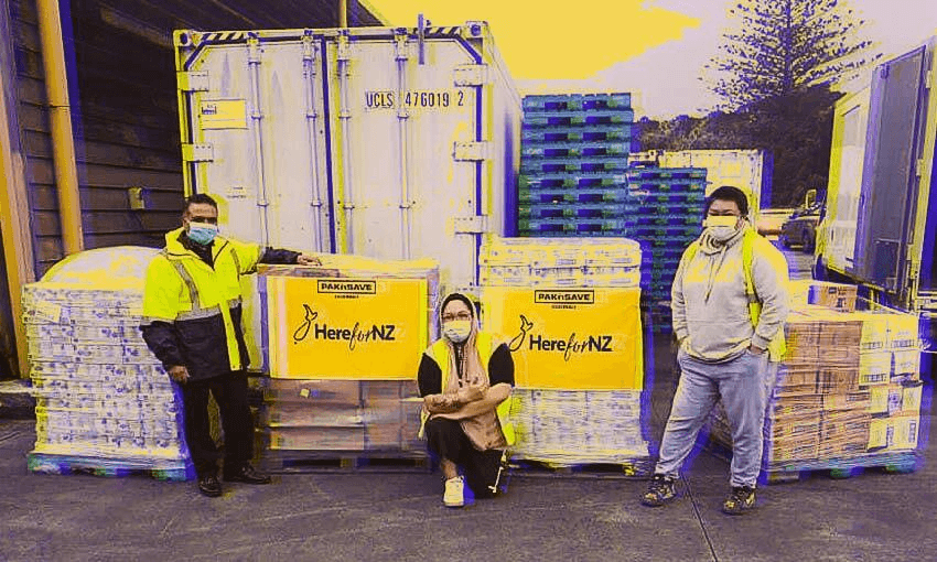 Some of Ōtara Health’s staff with the food they are distributing. (Photo: Supplied) 
