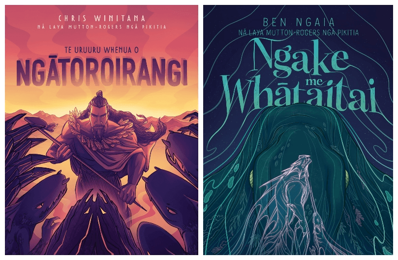 Covers of two picture books, both strikingly illustrated