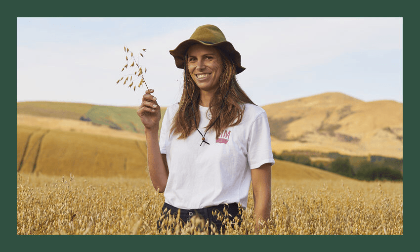 Morgan Maw in a field of oats. (Photo: Matt Quérée.) 
