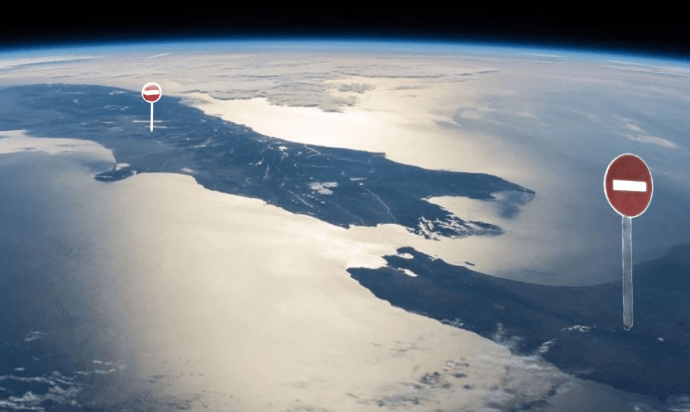 nz map with no entry signs 
