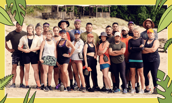 The cast of Celebrity Treasure Island 2021. Photo: Warner Bros NZ (additional design by Toby Morris) 
