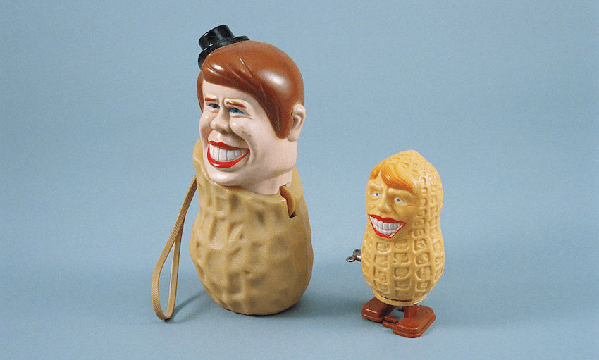 A novelty transistor radio and a wind-up toy, each in the shape of a peanut, satirise President Jimmy Carter’s past as a peanut farmer. (Photo: David J. & Janice L. Frent/Corbis via Getty Images) 
