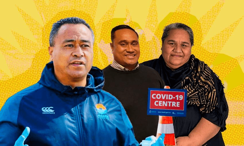 The Cause Collective’s Jerome Mika, South Seas Healthcare Lemalu Silao Vaisola-Sefo and Penina Health Trust chief executive Roine Lealaiauloto are among a group of Pacific-led social services that have gone the extra mile during this latest lockdown. (Photo: Tina Tiller) 
