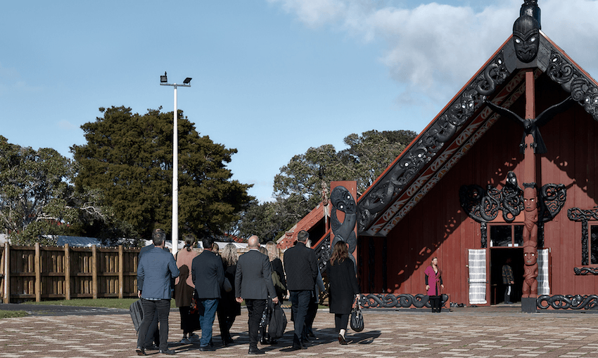 The Vodafone rōpū arrive at Ōrākei Marae (Photographs: Zico O’Neill-Rutene) 
