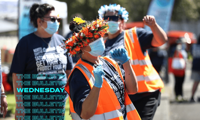 Staff and volunteers entertain people in Auckland on Super Saturday. (Fiona Goodall/Getty)