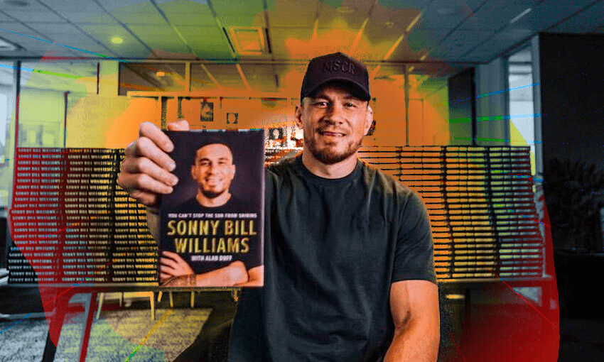 Sonny Bill Williams and his autobiography, You Can’t Stop the Sun from Shining (Photo: Mona Seiuli; Design: Tina Tiller) 
