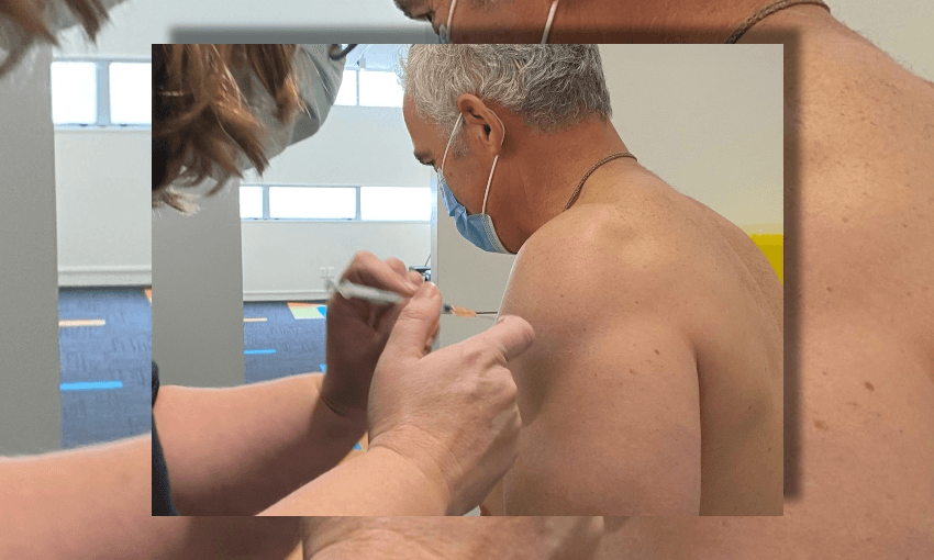 Stuart Nash valiantly attempts to explain his shirtless vax pic