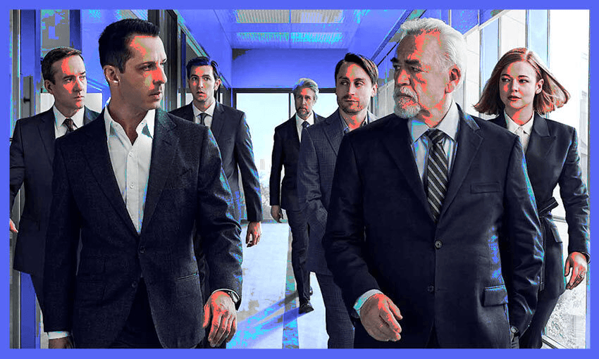 The cast of Succession return triumphantly for season three. (Photo: HBO, Design: Tina Tiller) 
