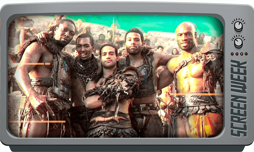 Kelvin Taylor (second right) with fellow Spartacus extras (Photo: Supplied) 
