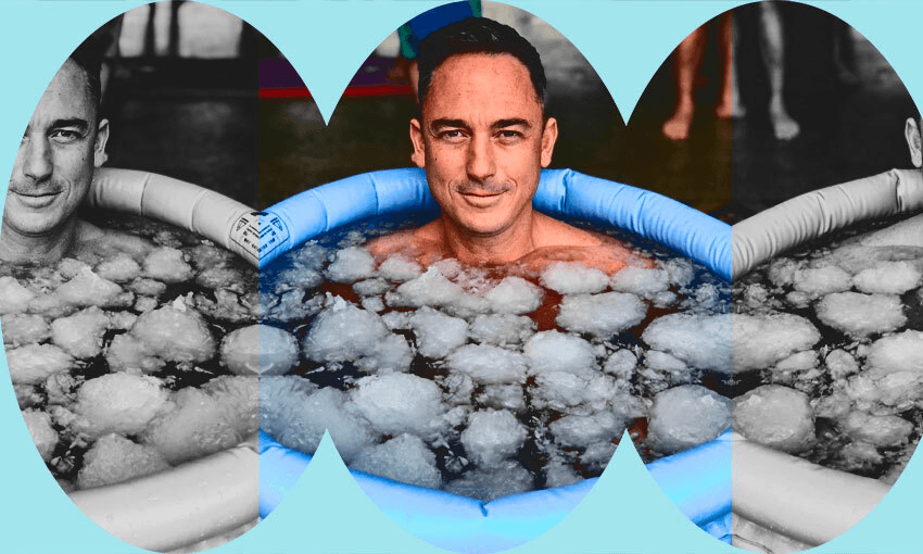 Dom Bowden in an ice bath