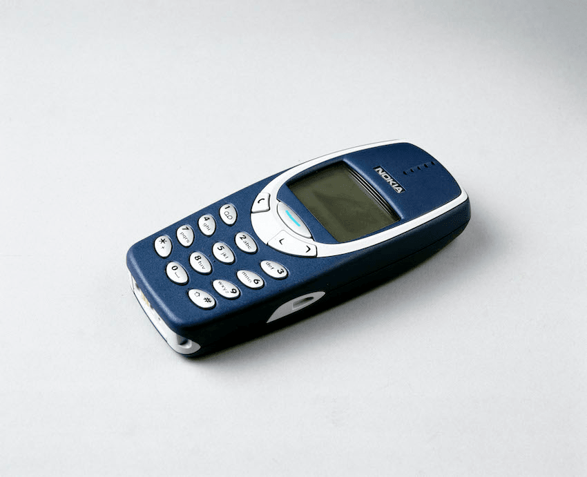 a Nokia phone with a gray screen, looking very old school