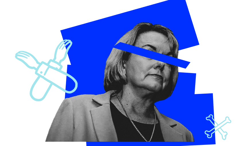 Judith Collins has been ousted as National leader (Image: Getty Images; additional design by Tina Tiller) 
