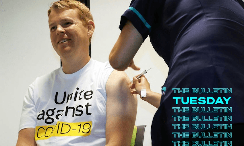 Covid-19 minister Chris Hipkins will be eligible for a booster on November 29. He got his first dose nearly eight months ago. (Lynn Grieveson/Newsroom via Getty Images) 
