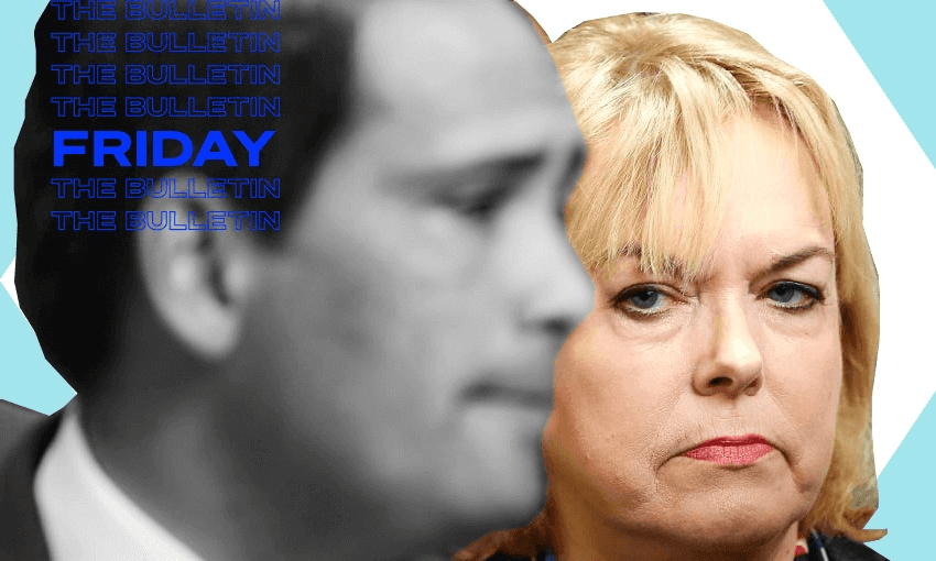 Judith Collins demoted Simon Bridges, then she got fired by National’s caucus. (Hagen Hopkins /Getty Images/Tina Tiller) 
