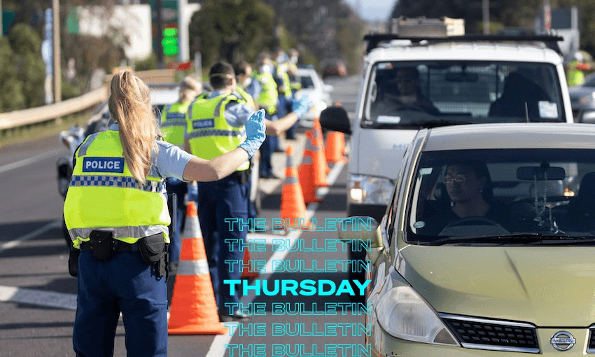Police stop cars at a checkpoint during the 2020 outbreak (Brendon O’Hagan/Bloomberg) 
