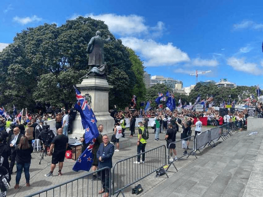 Protesters at parliament