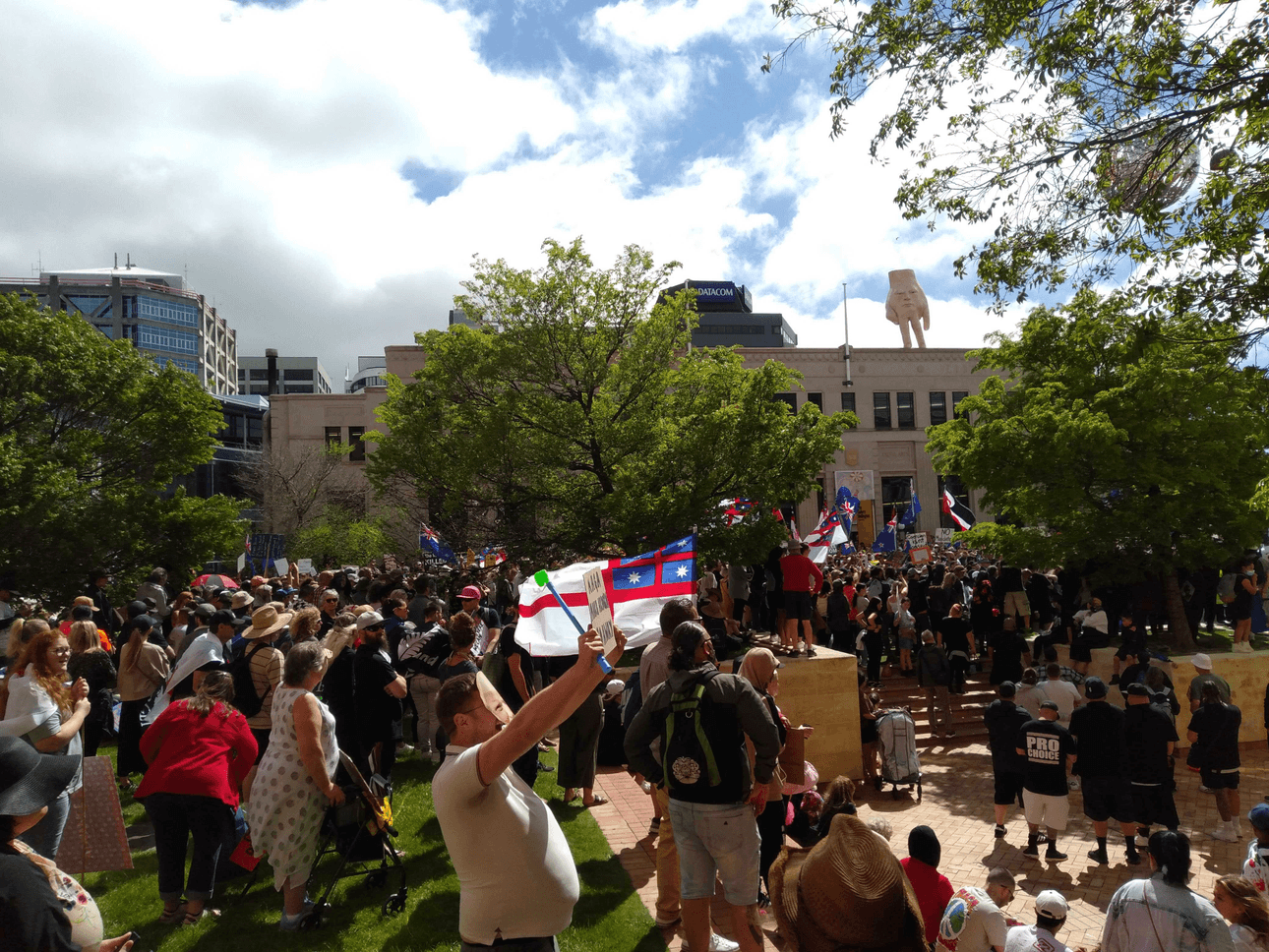 Protesters in Civic Square
