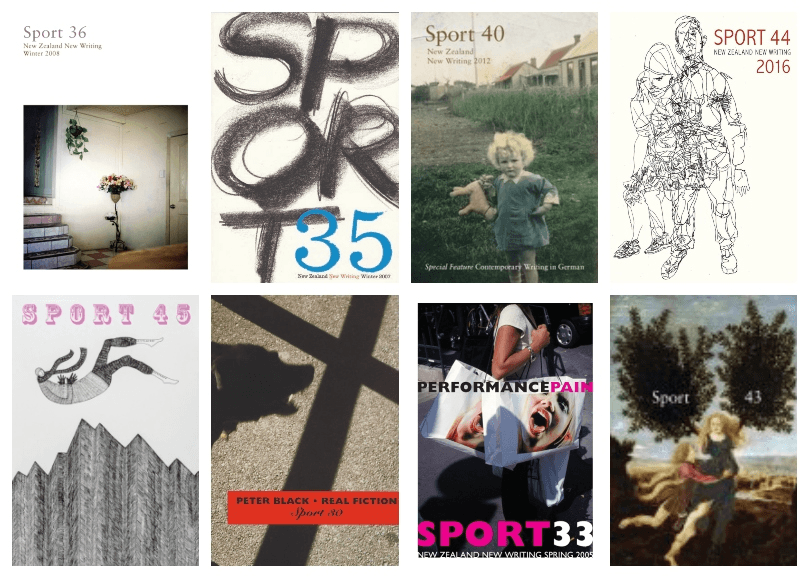Eight covers of Sport, eclectic and colourful, arranged in a simple grid collage.