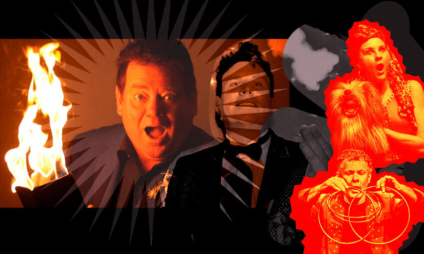 The Brotherhood of Auckland Magicians’ Alan Watson and Mick Peck (Photos: supplied; design by Tina Tiller) 
