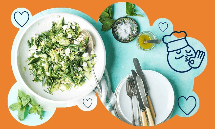 Cucumber, bean and feta salad (Photo: Emma Boyd; additional design by Archi Banal) 

