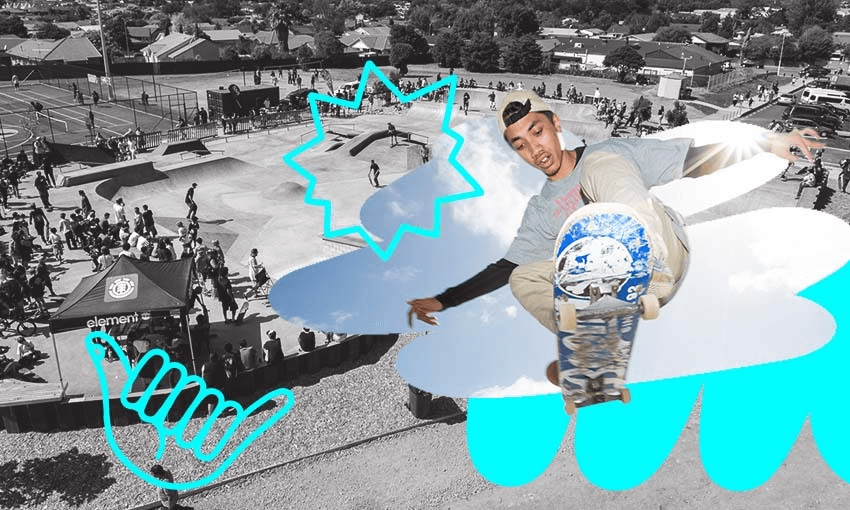 Auckland Council’s $5.3 million redevelopment of the reserve at Randwick Park has included a new playground, skatepark, basketball court and community centre. (Photo: Auckland Council, additional design by Archi Banal) 
