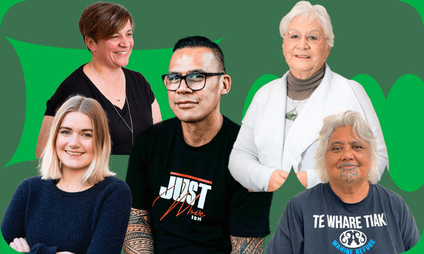 Five of the Kiwibank Local Hero of the Year semi-finalists (Images: Supplied; additional design: Tina Tiller)