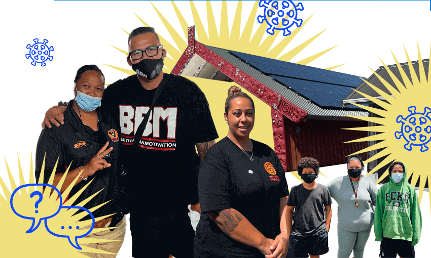 Manurewa marae’s family fun day saw 338 people across the day including 104 children get vaccinated. (Photos: Justin Latif, additional design by Tina Tiller) 
