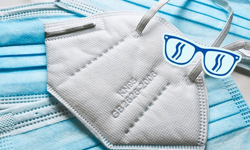 A kN95 mask – with the all-important GB2626 marking – against a sea of standard surgical masks (Photo: Getty Images) 
