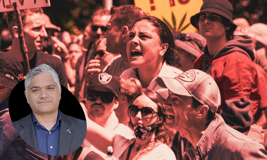 National Māori Authority chair Matthew Tukaki has been abused both physically and verbally by protesters in Wellington. (Photo: Supplied, additional design Archi Banal) 
