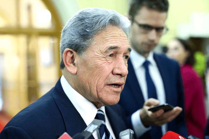 Winston Peters speaks to media at Parliament on June 17, 2020. (Photo by Hagen Hopkins/Getty Images) 

