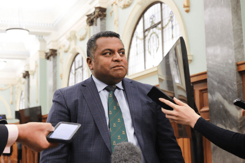 Kris Faafoi speaks to media at parliament