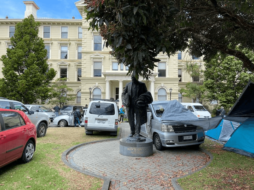 Cars parked near parliament during the protest, February 14, 2022 (Photo: Justin Giovannetti) 
