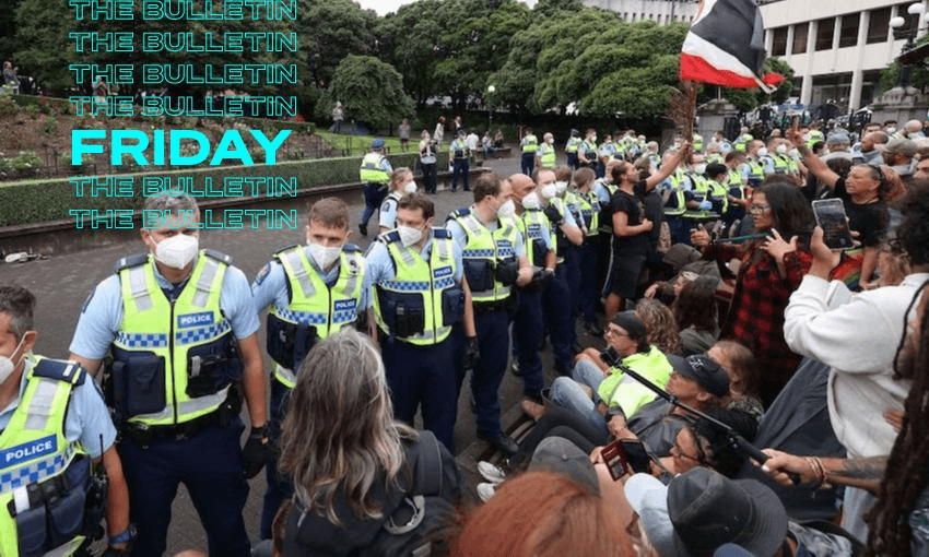 Protesters have resisted police calls to leave. (Marty Melville / AFP via Getty Images) 
